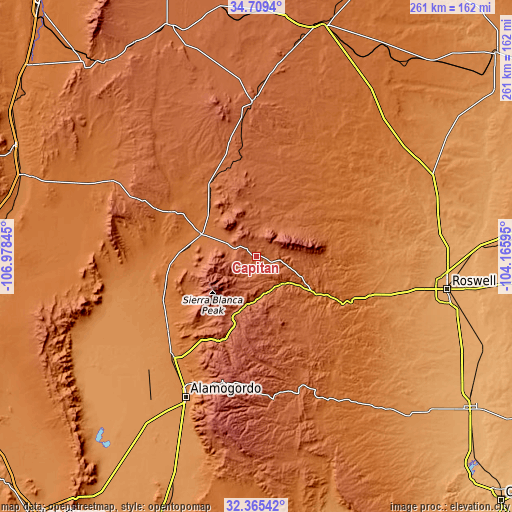 Topographic map of Capitan