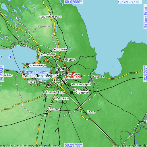 Topographic map of Koltushi