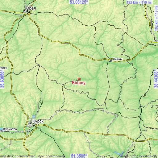 Topographic map of Kolpny