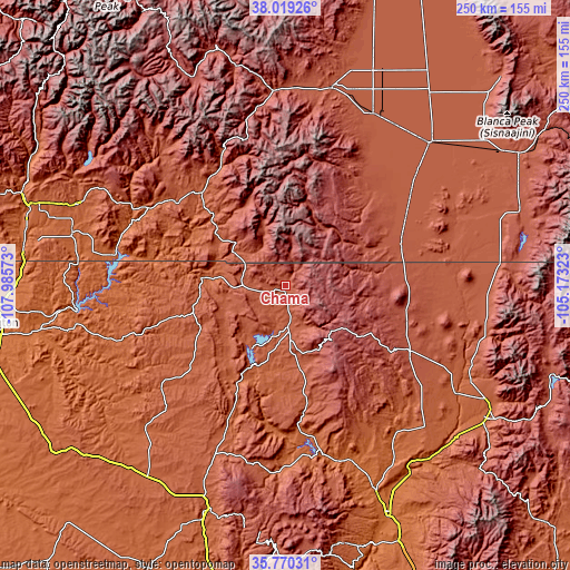 Topographic map of Chama