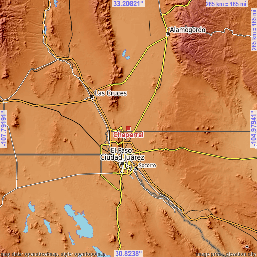 Topographic map of Chaparral