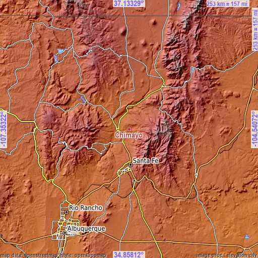 Topographic map of Chimayo