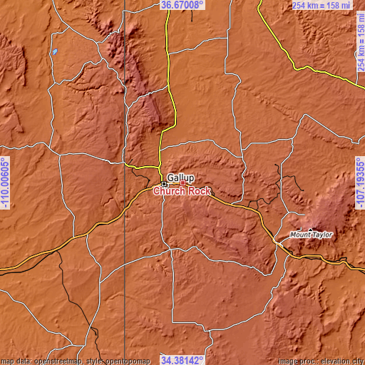 Topographic map of Church Rock