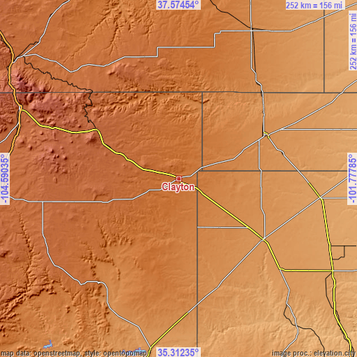 Topographic map of Clayton