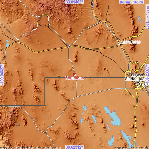 Topographic map of Columbus