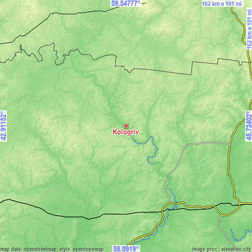 Topographic map of Kologriv