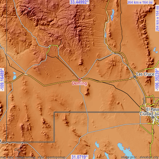 Topographic map of Deming