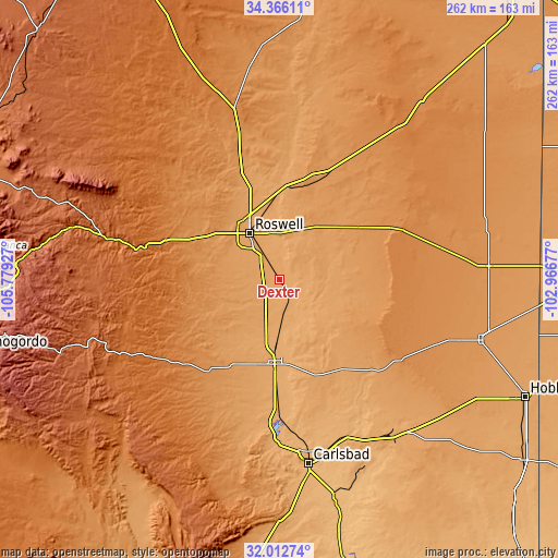 Topographic map of Dexter