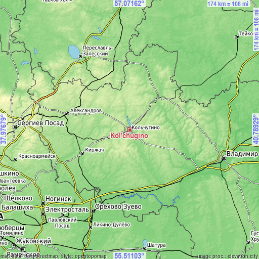 Topographic map of Kol’chugino