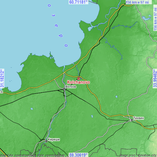 Topographic map of Kolchanovo