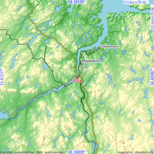 Topographic map of Kola