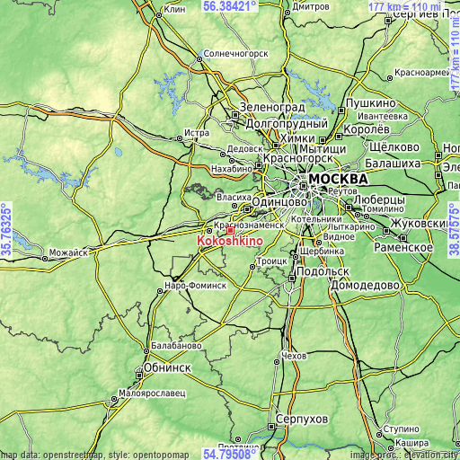 Topographic map of Kokoshkino