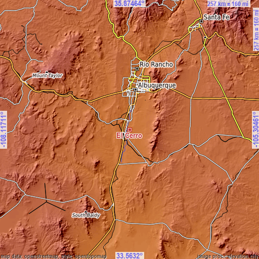 Topographic map of El Cerro