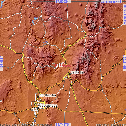 Topographic map of El Rancho