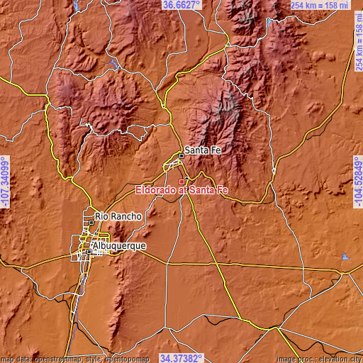 Topographic map of Eldorado at Santa Fe