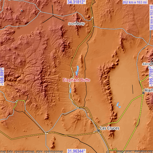 Topographic map of Elephant Butte