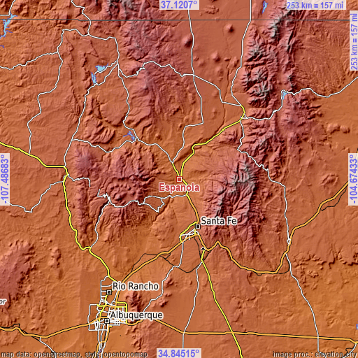 Topographic map of Española