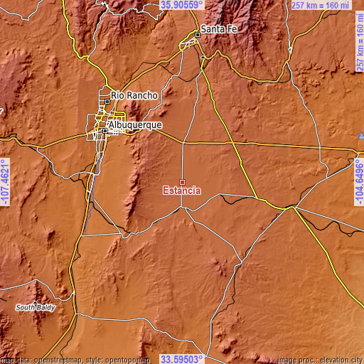 Topographic map of Estancia