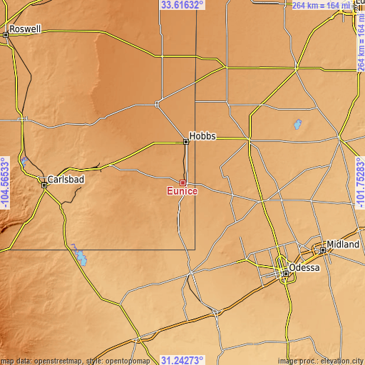 Topographic map of Eunice