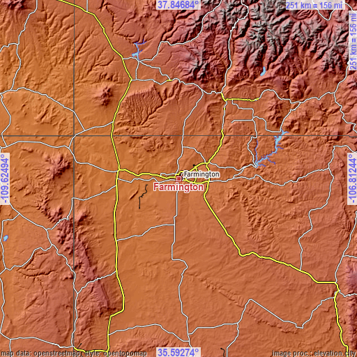 Topographic map of Farmington