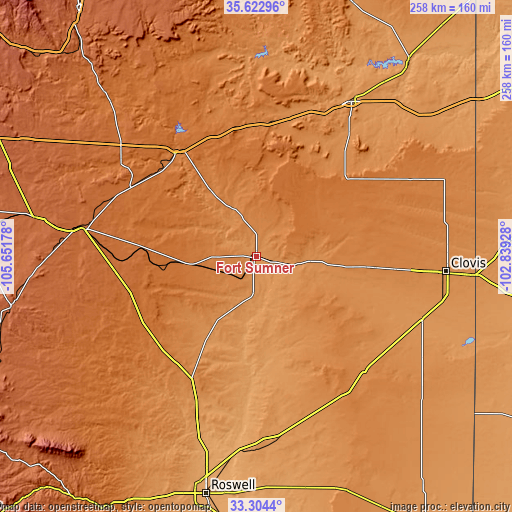 Topographic map of Fort Sumner