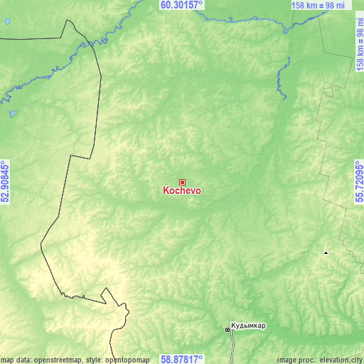 Topographic map of Kochevo