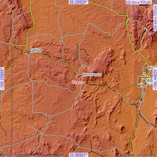 Topographic map of Grants