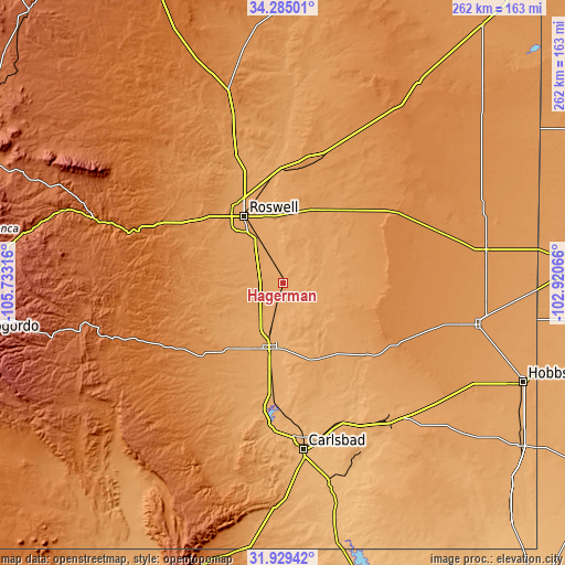 Topographic map of Hagerman