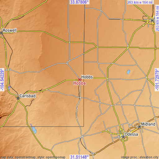 Topographic map of Hobbs