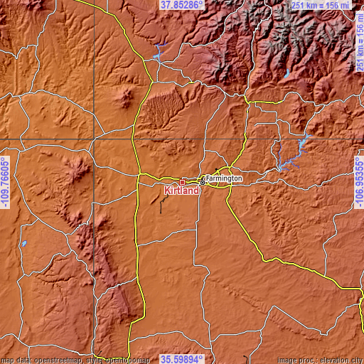 Topographic map of Kirtland