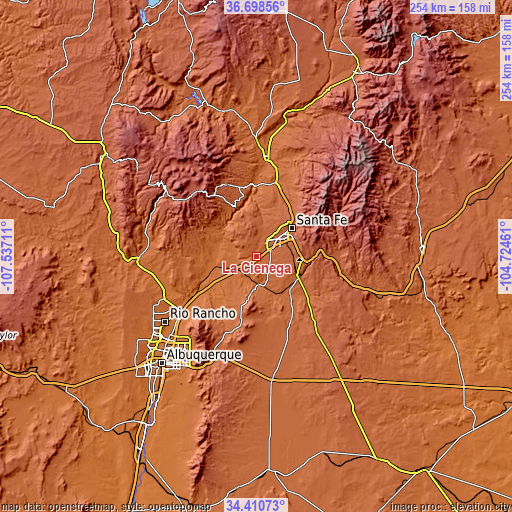 Topographic map of La Cienega