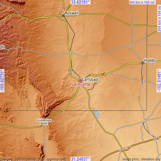 Topographic map of La Huerta