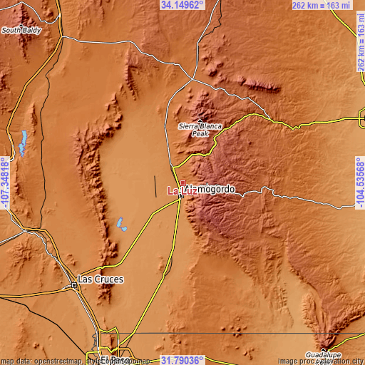 Topographic map of La Luz