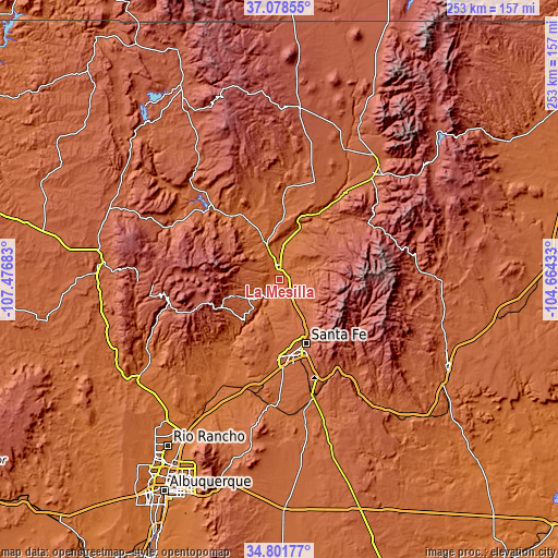 Topographic map of La Mesilla