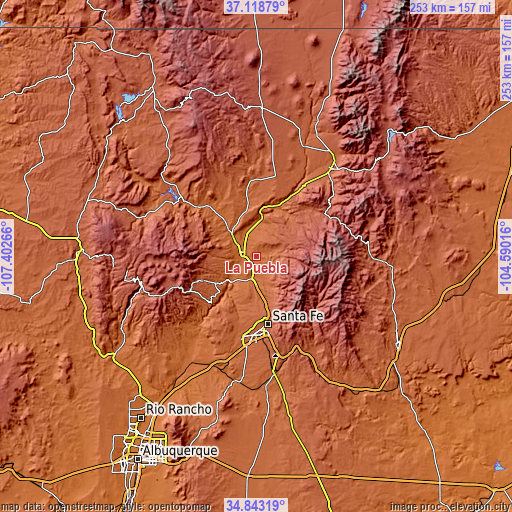 Topographic map of La Puebla