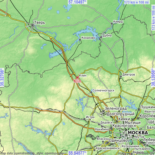 Topographic map of Klin