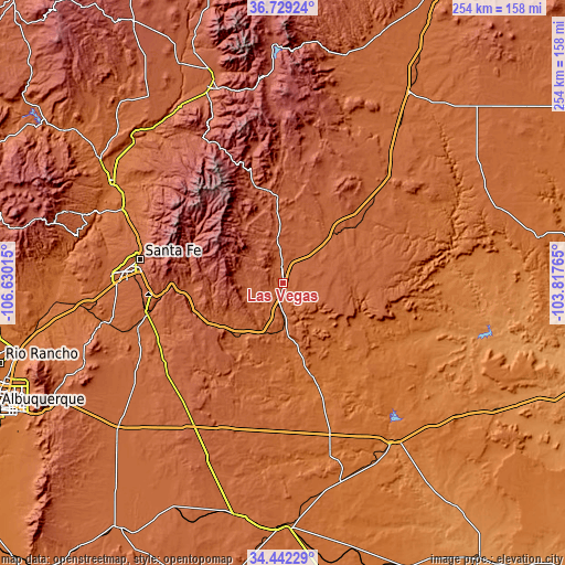 Topographic map of Las Vegas