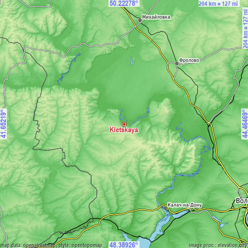 Topographic map of Kletskaya