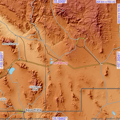 Topographic map of Lordsburg