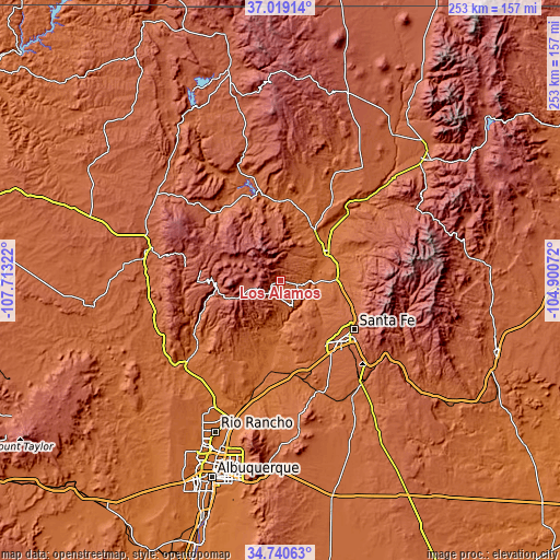 Topographic map of Los Alamos