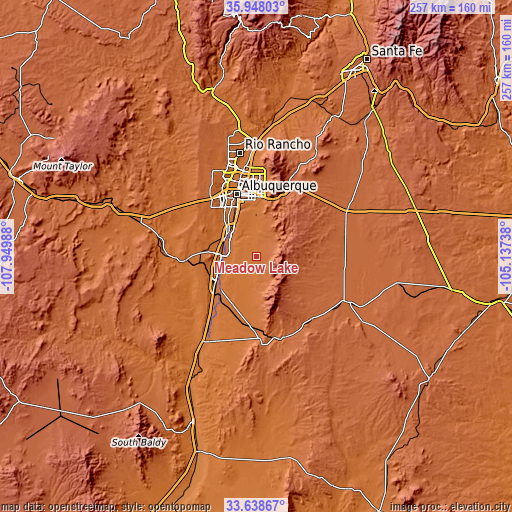 Topographic map of Meadow Lake