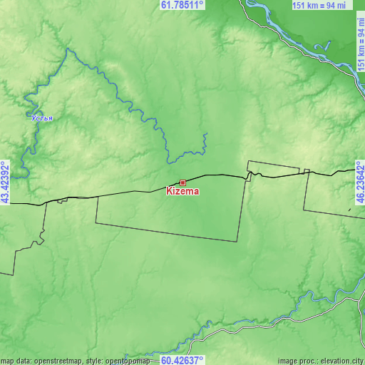 Topographic map of Kizema