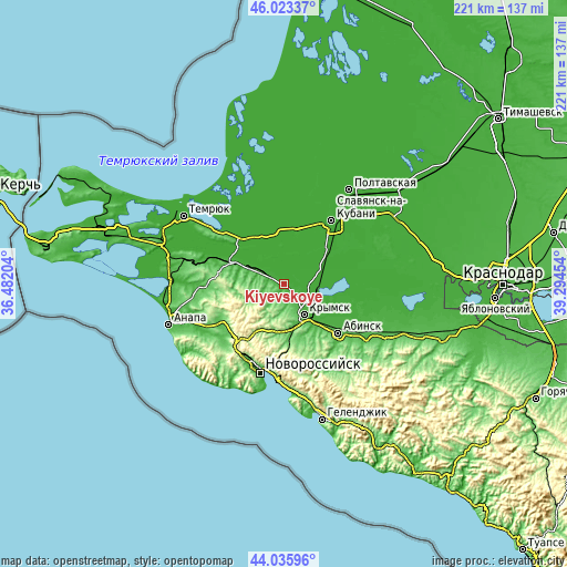 Topographic map of Kiyevskoye