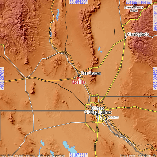 Topographic map of Mesilla