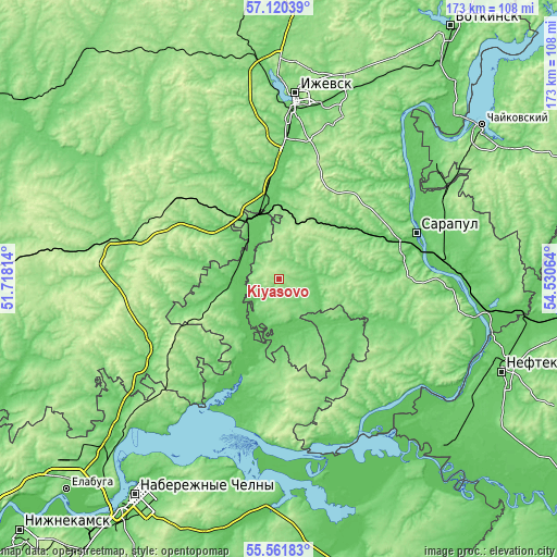 Topographic map of Kiyasovo