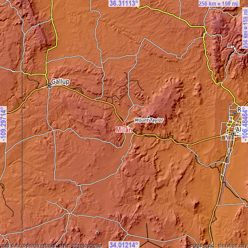 Topographic map of Milan