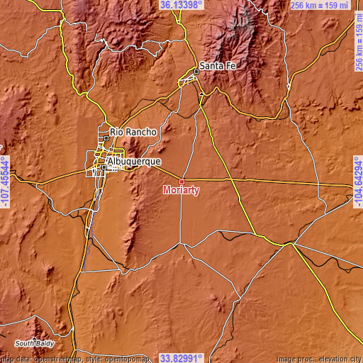 Topographic map of Moriarty