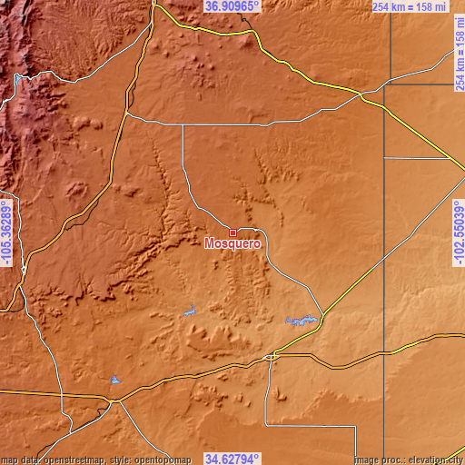 Topographic map of Mosquero