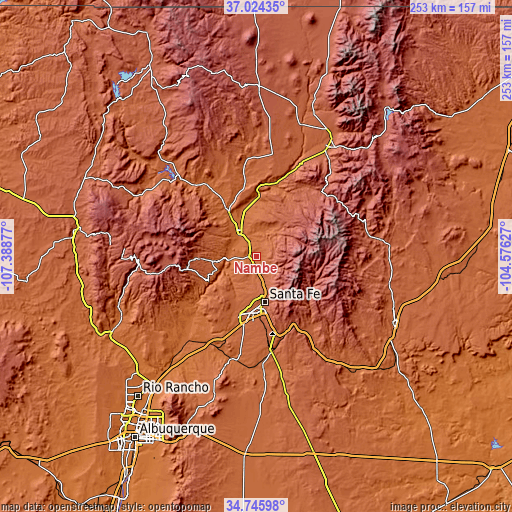 Topographic map of Nambe