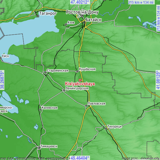 Topographic map of Kislyakovskaya